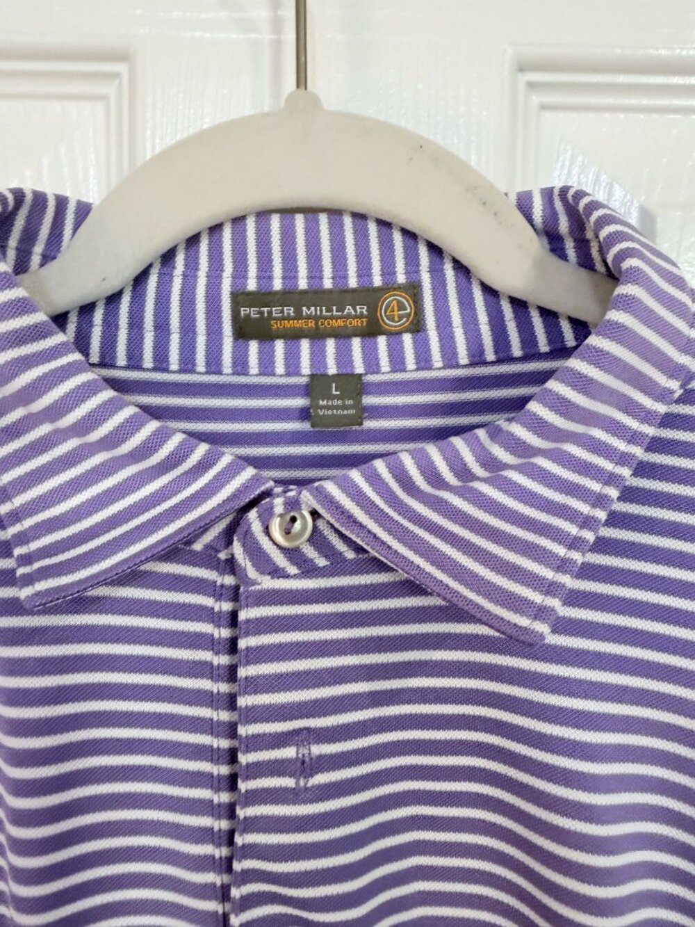 Peter Millar Polo-Purple stripe-Large - Picture 3 of 3